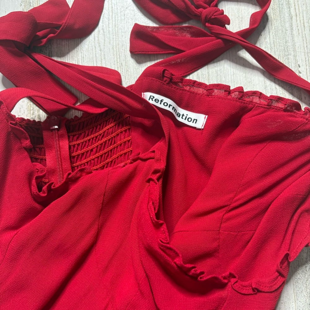 Reformation Christine Mini Dress In Lipstick Red Size 4 - Picture 5 of 6